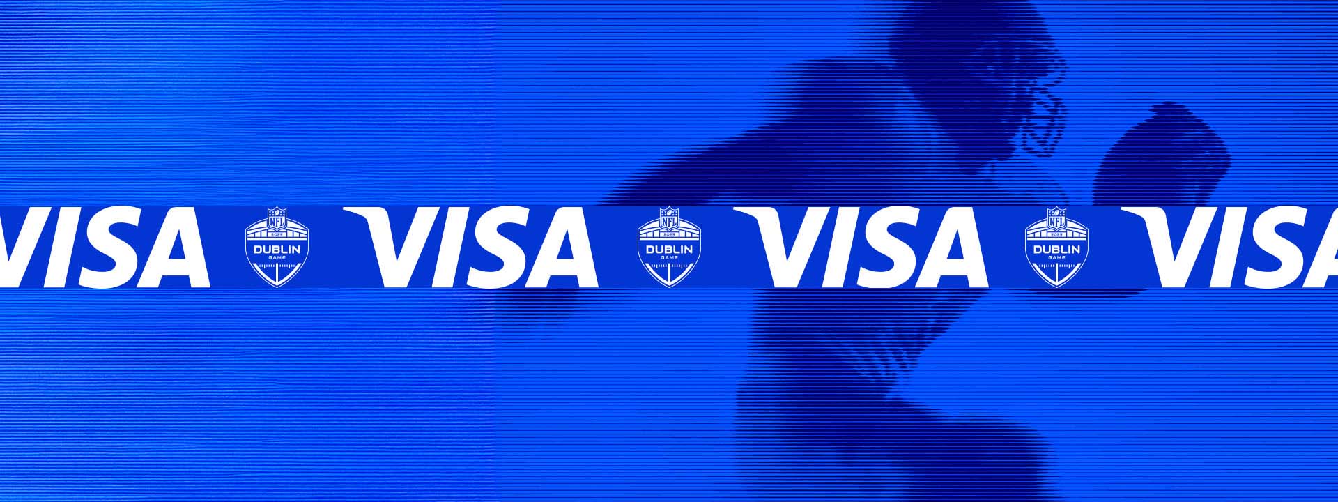 NFL player + Visa logo + Dublin logo